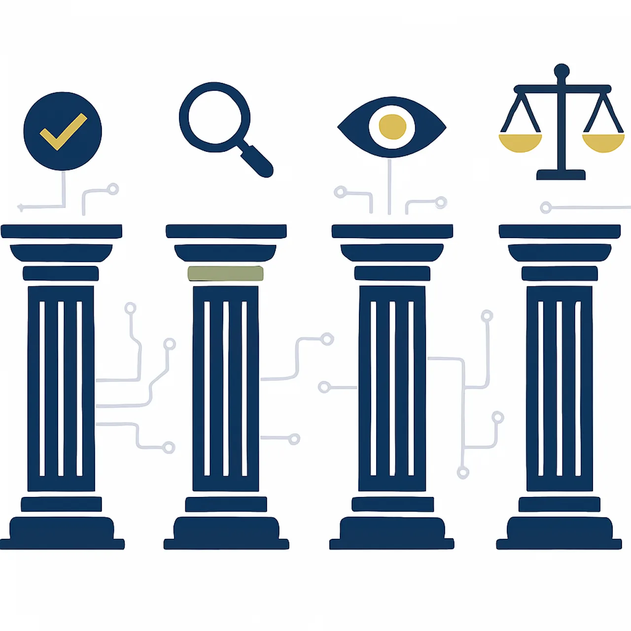 Abstract pillars representing accountability, transparency, and oversight principles