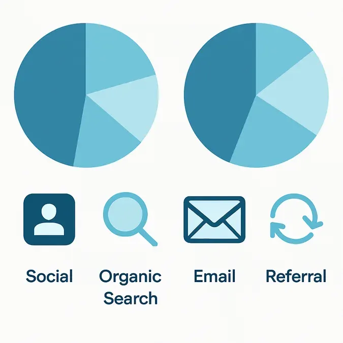 Affiliate traffic source comparison charts