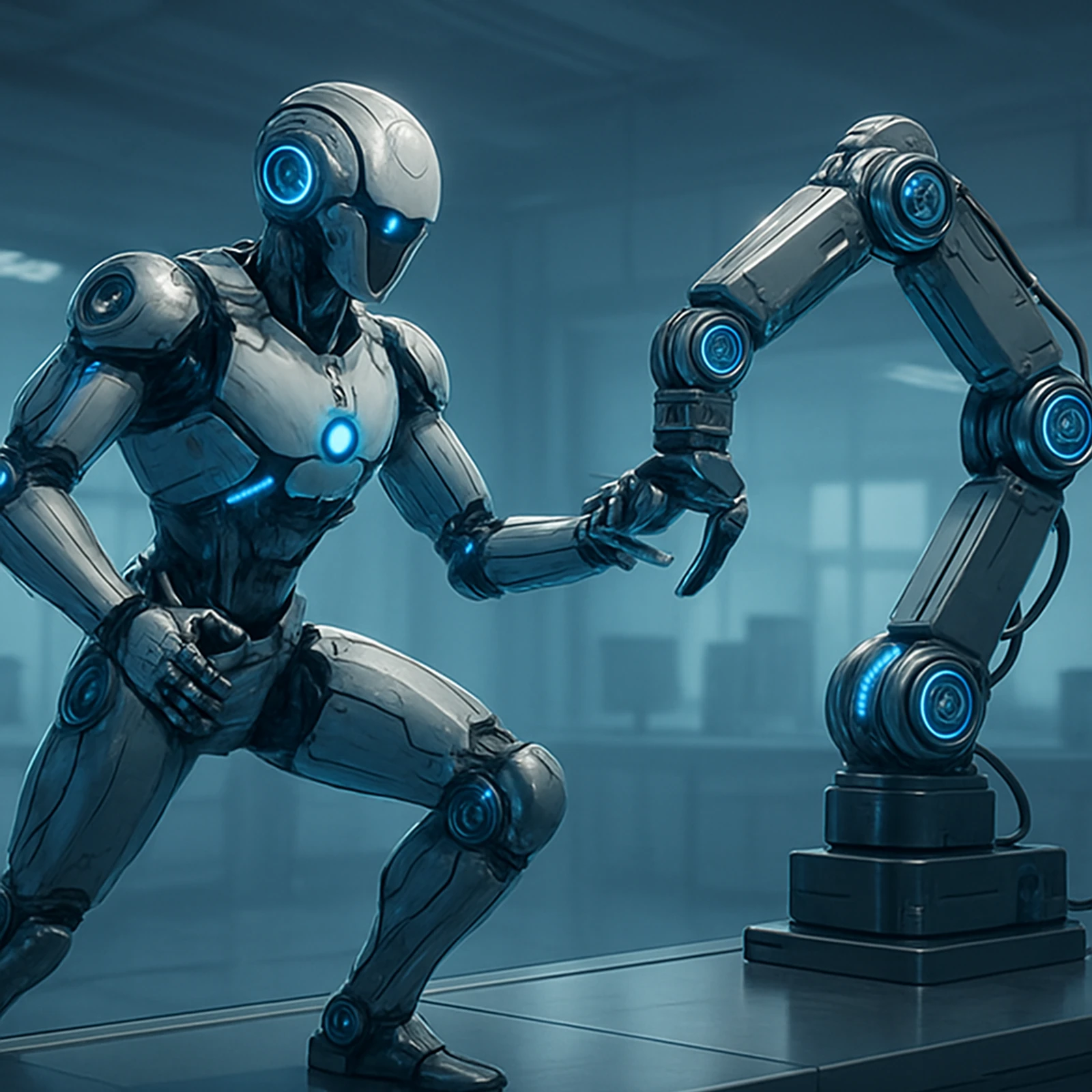 Robotic arm and humanoid robot powered by AI actuators