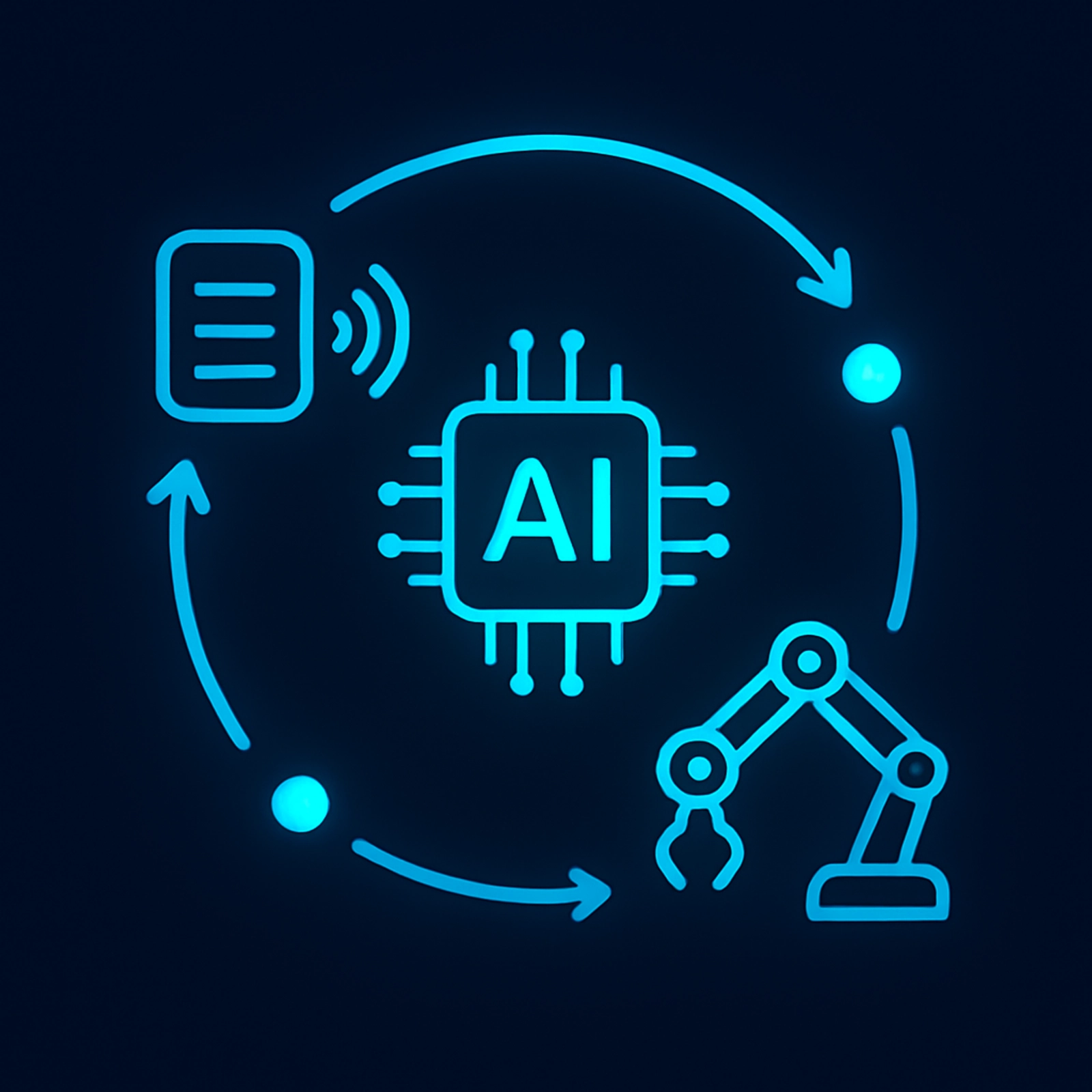 Diagram showing how AI actuators work with sensor feedback