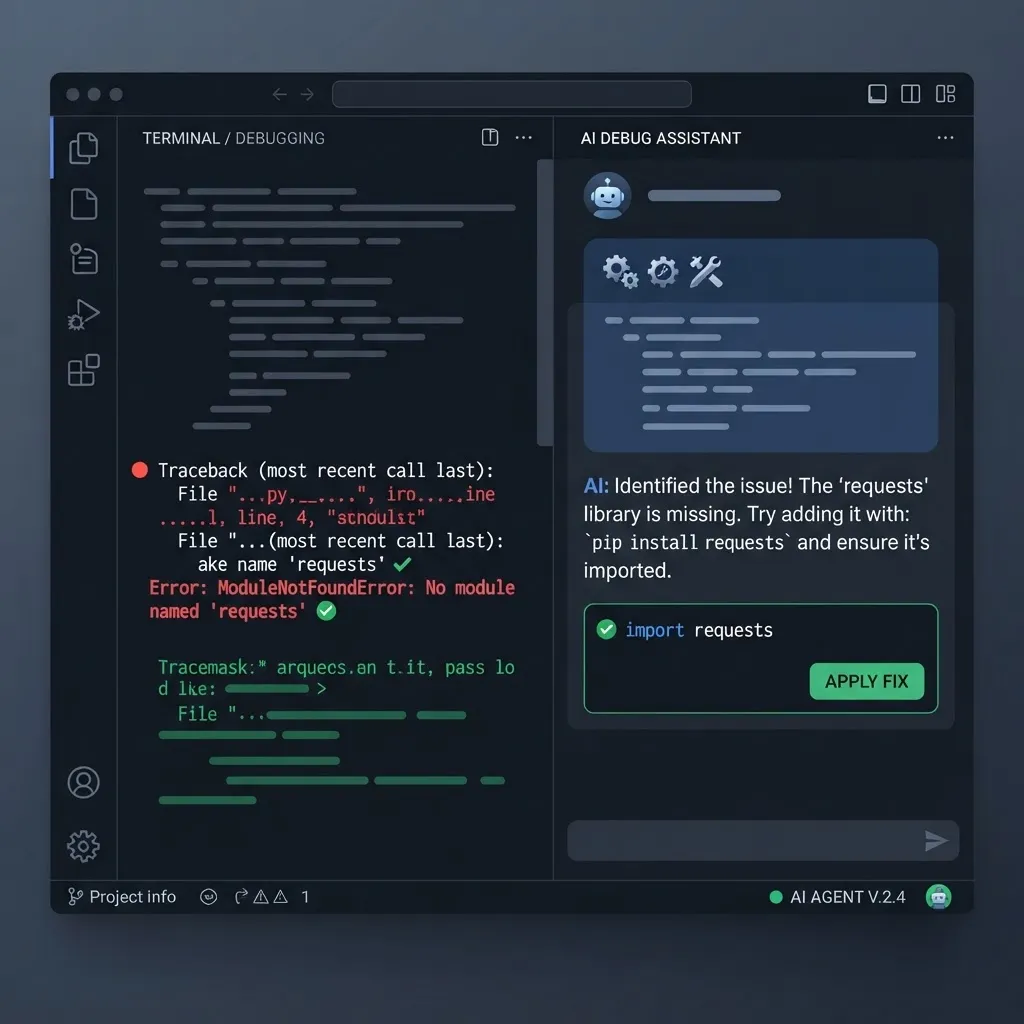 AI agent debugging a Python traceback in the terminal