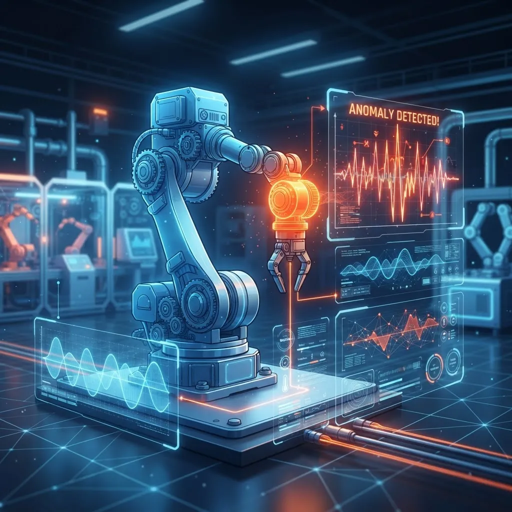 AI anomaly detection highlighting a faulty component on industrial equipment