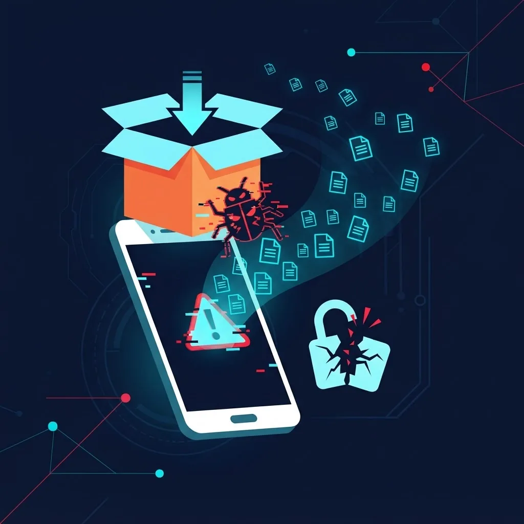 Illustration of malware and data leakage risk from an untrusted APK download