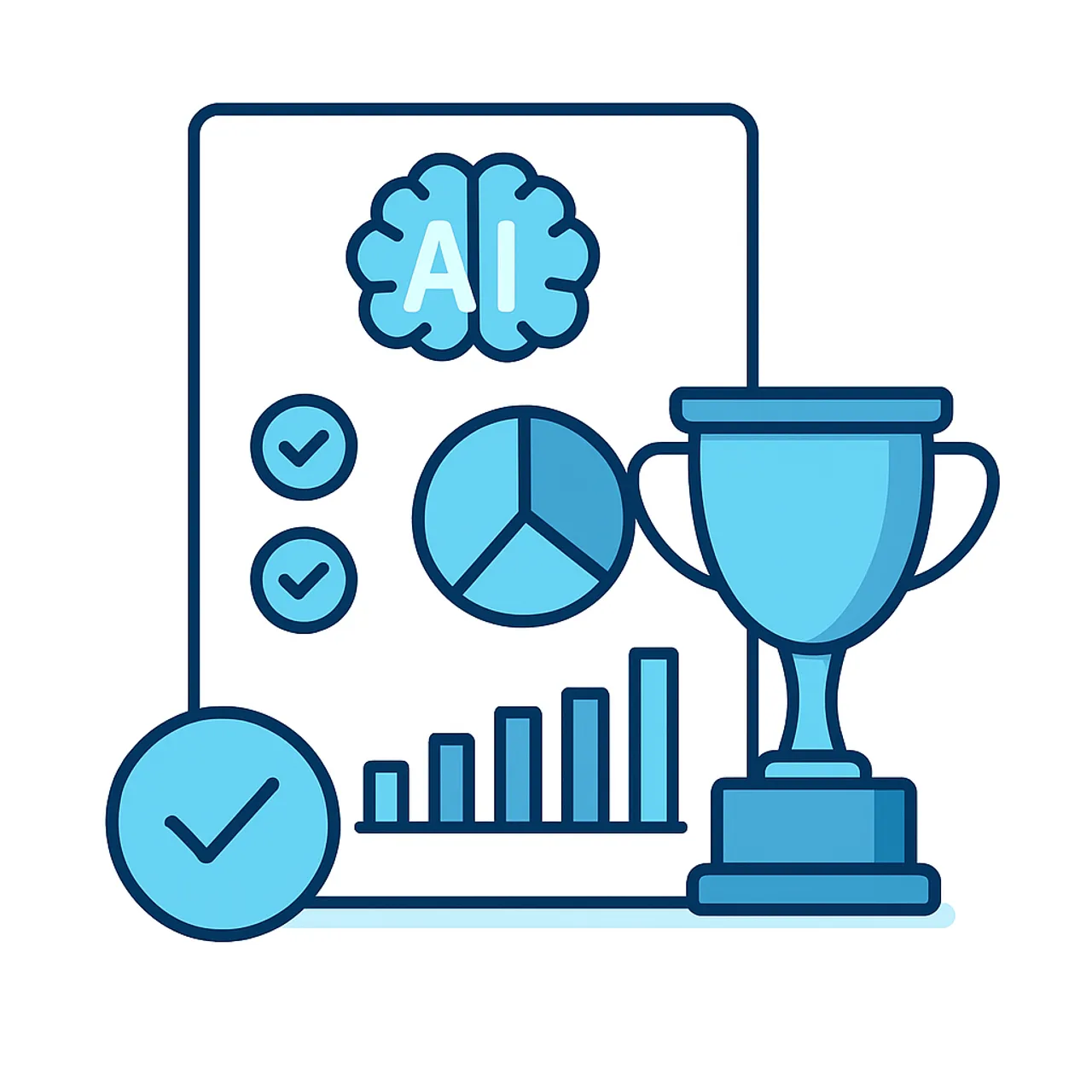 AI assessment results report with charts and checkmarks