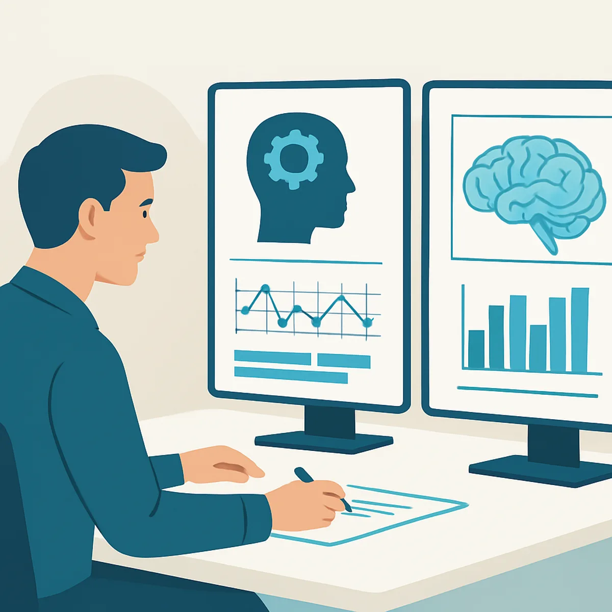Behavioral researcher analyzing human-AI interaction data