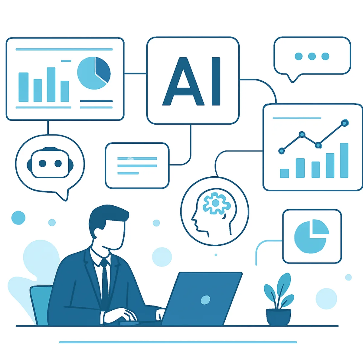 AI business applications dashboard illustration