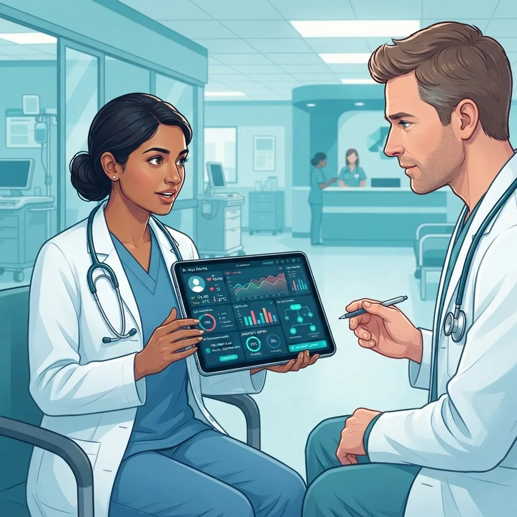 Physician reviewing an AI clinical decision support dashboard