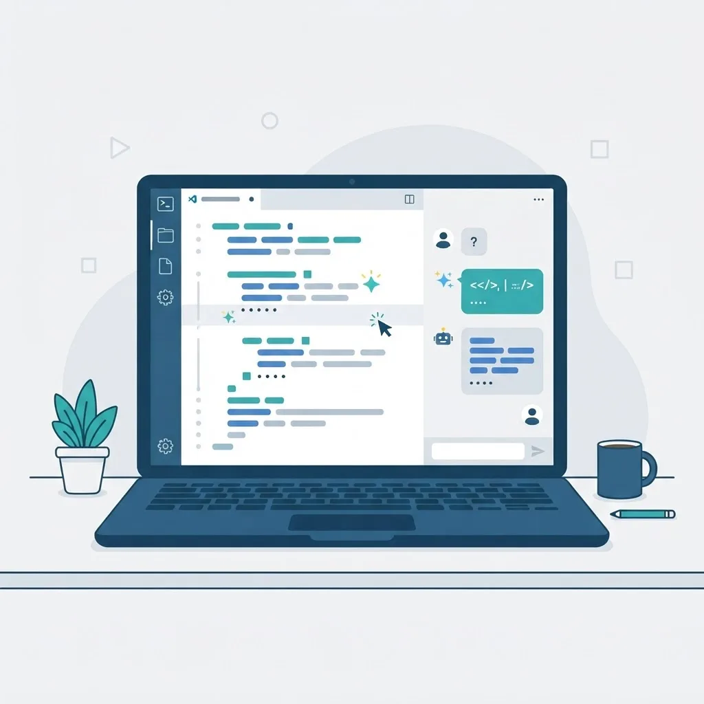 AI coding assistant overview for beginners on a laptop screen