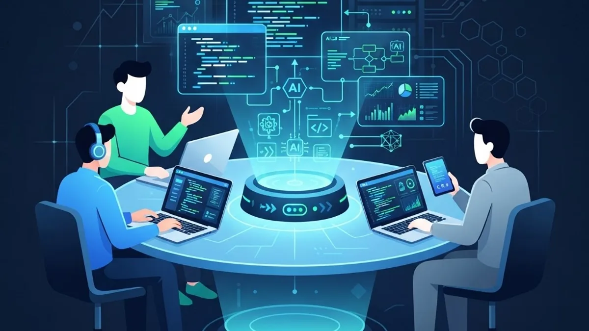 Team collaborating with AI coding tools