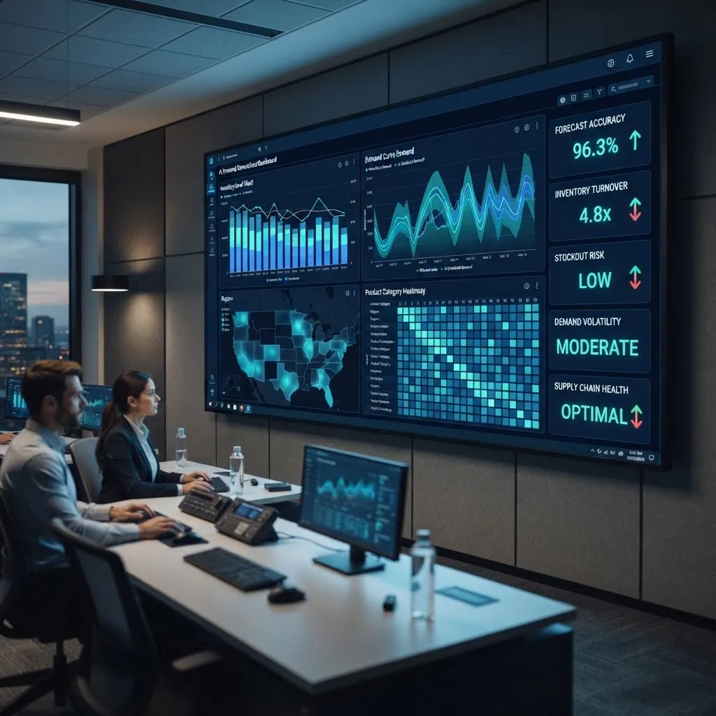 AI demand forecasting dashboard with inventory analytics