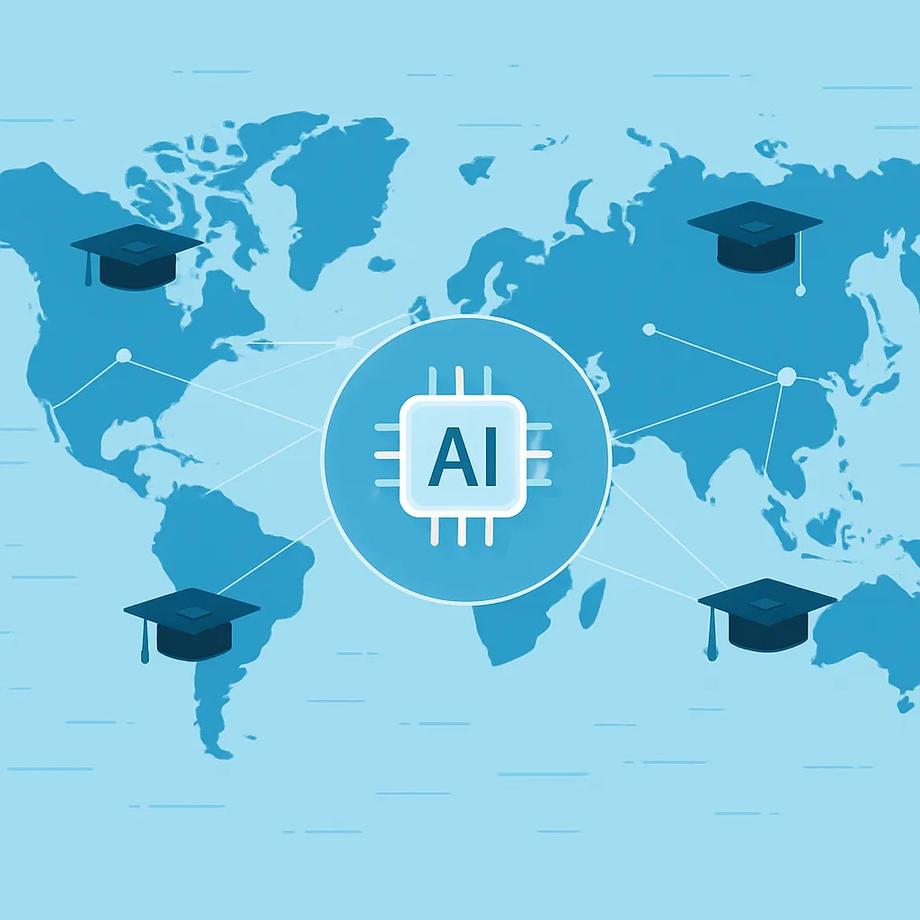 Global AI education policy comparison illustration