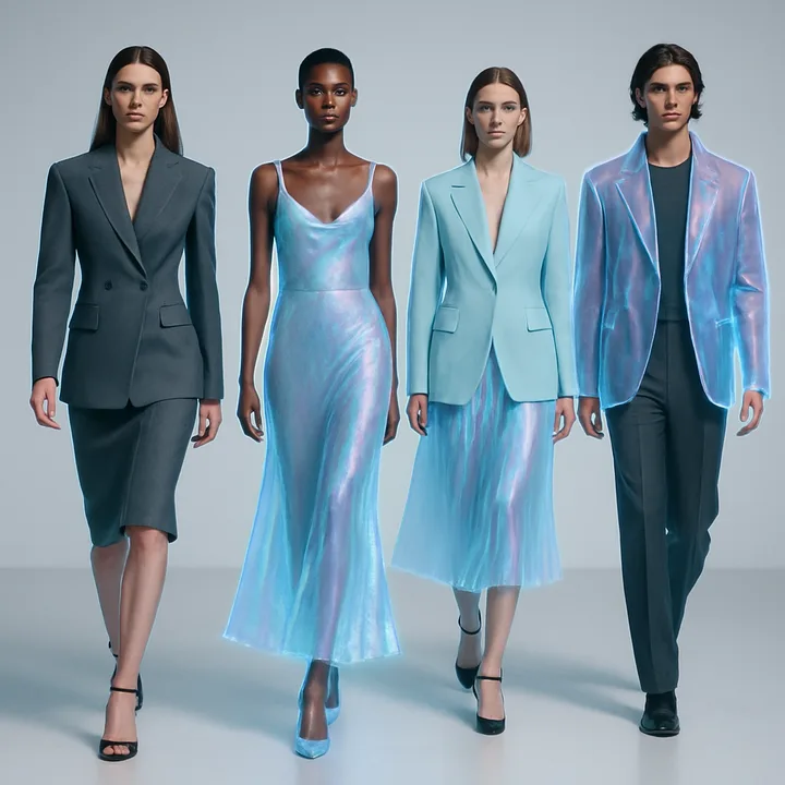 AI-generated virtual models on a digital runway