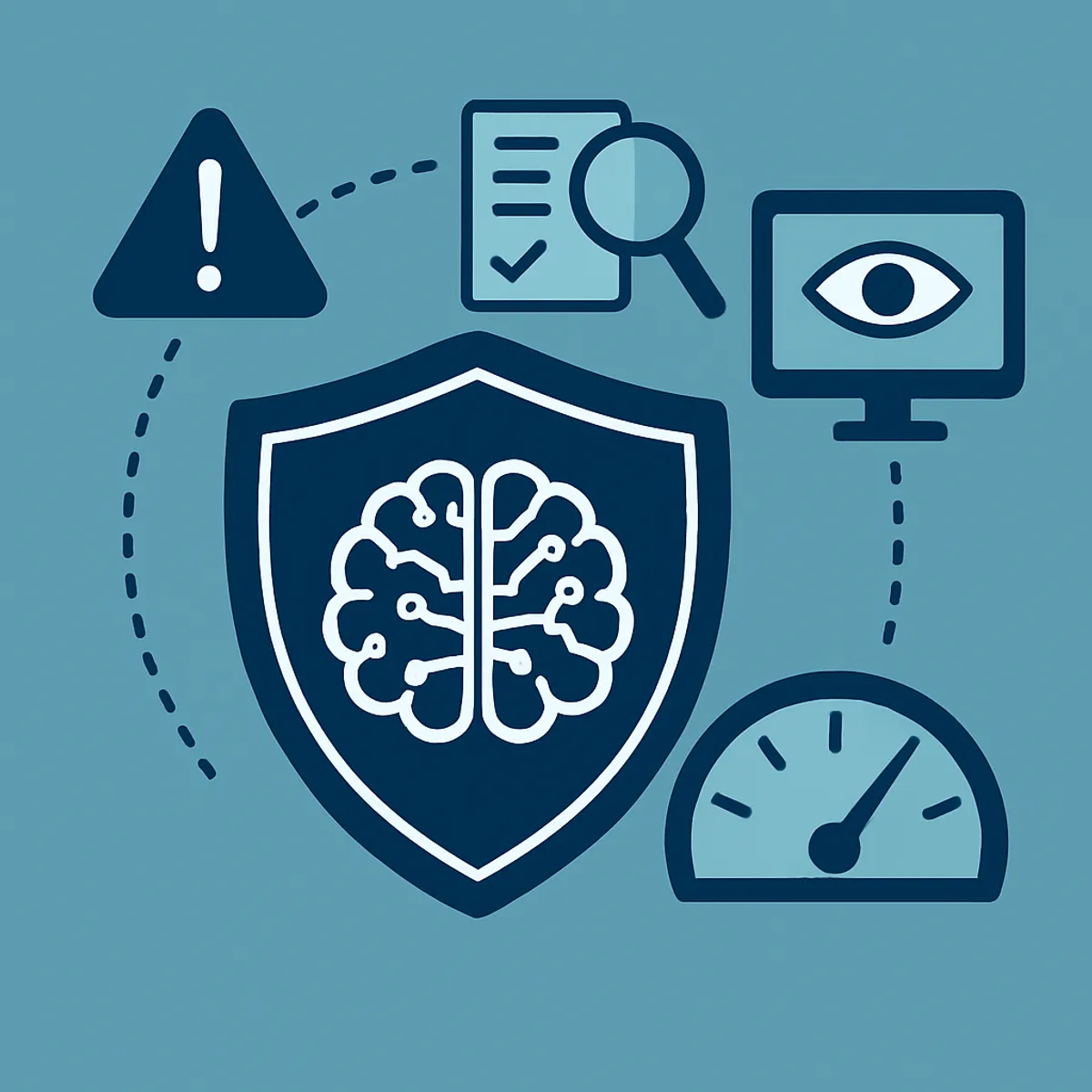 AI governance risk management shield illustration