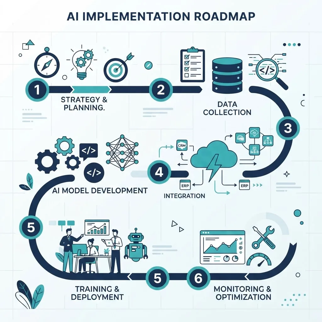 Roadmap showing steps to implement AI guest assistant technology