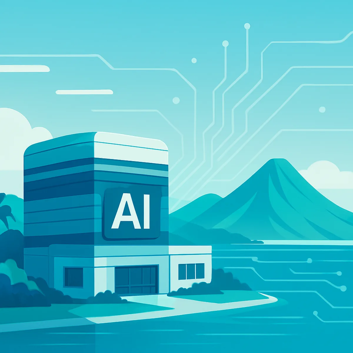 Overview of AI technology hub in Hawaii with island connectivity