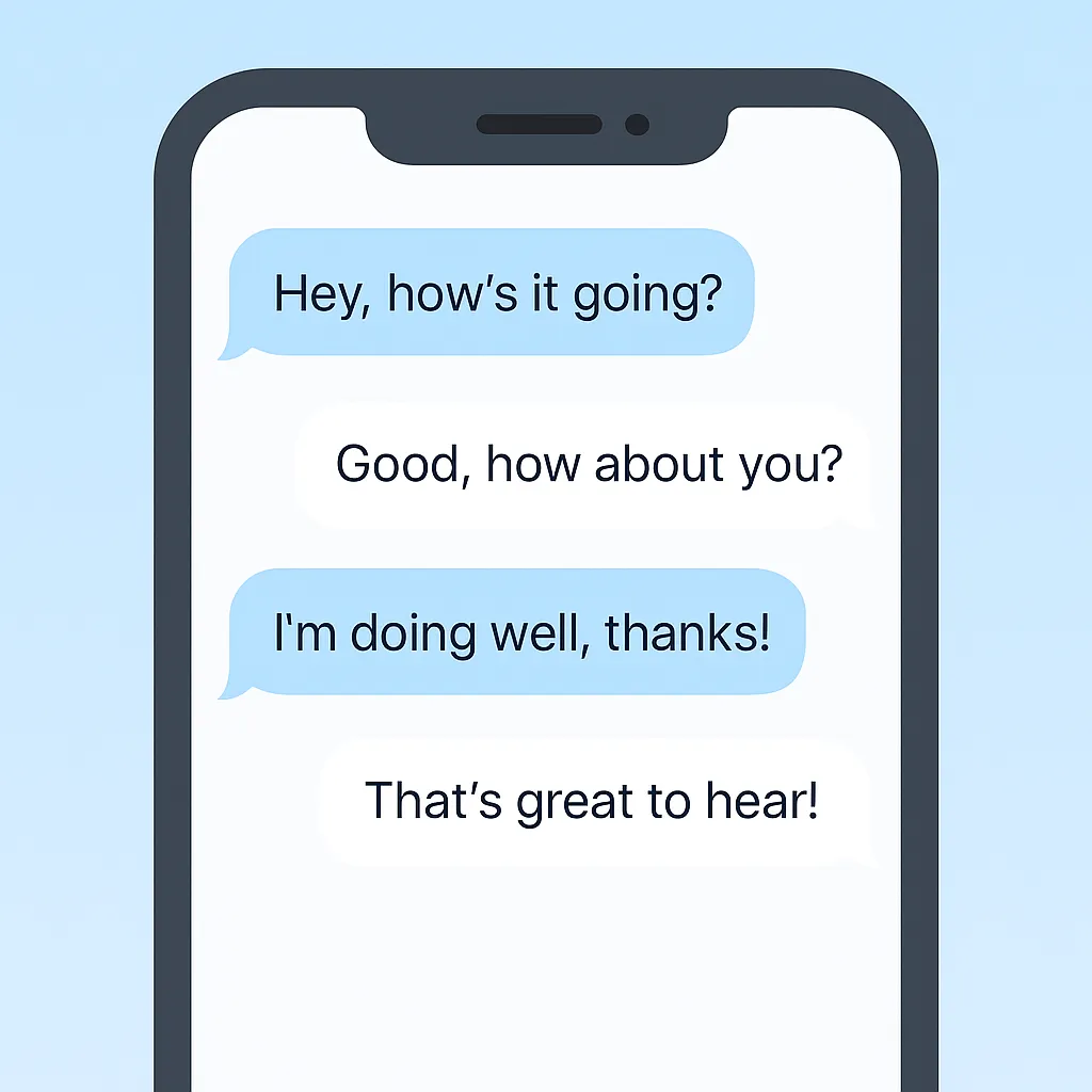 Casual texting conversation with highlighted chat bubble