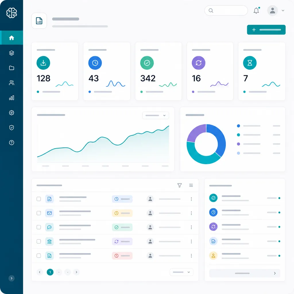 AI intake management dashboard showing incoming requests and queue metrics