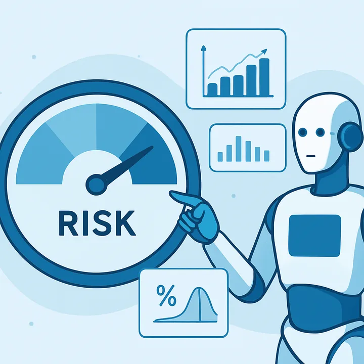 AI investment risk assessment with probability scores and scenario simulations