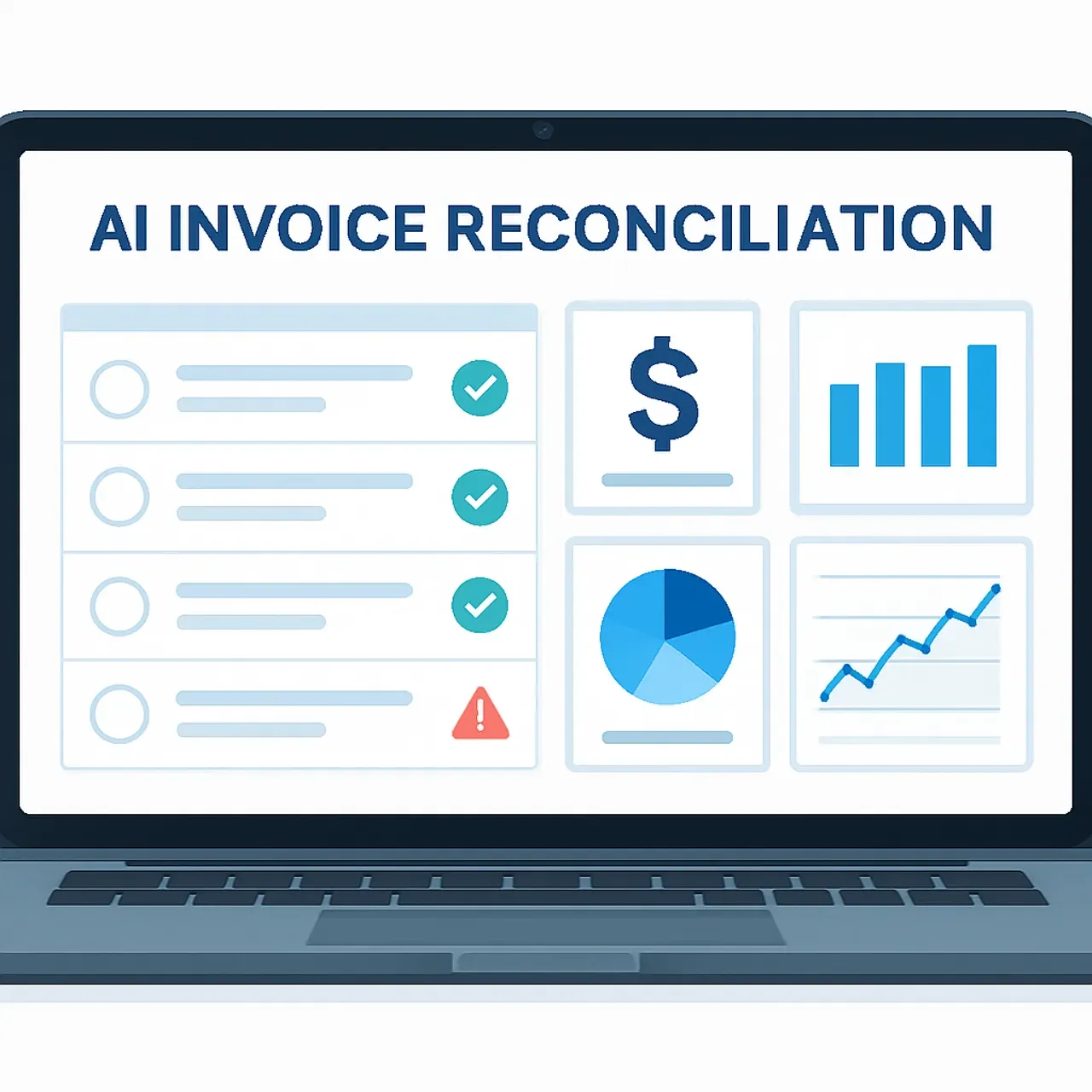 AI invoice reconciliation dashboard showing matched invoices