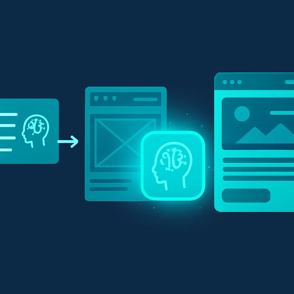 AI website design process flow from prompt to page