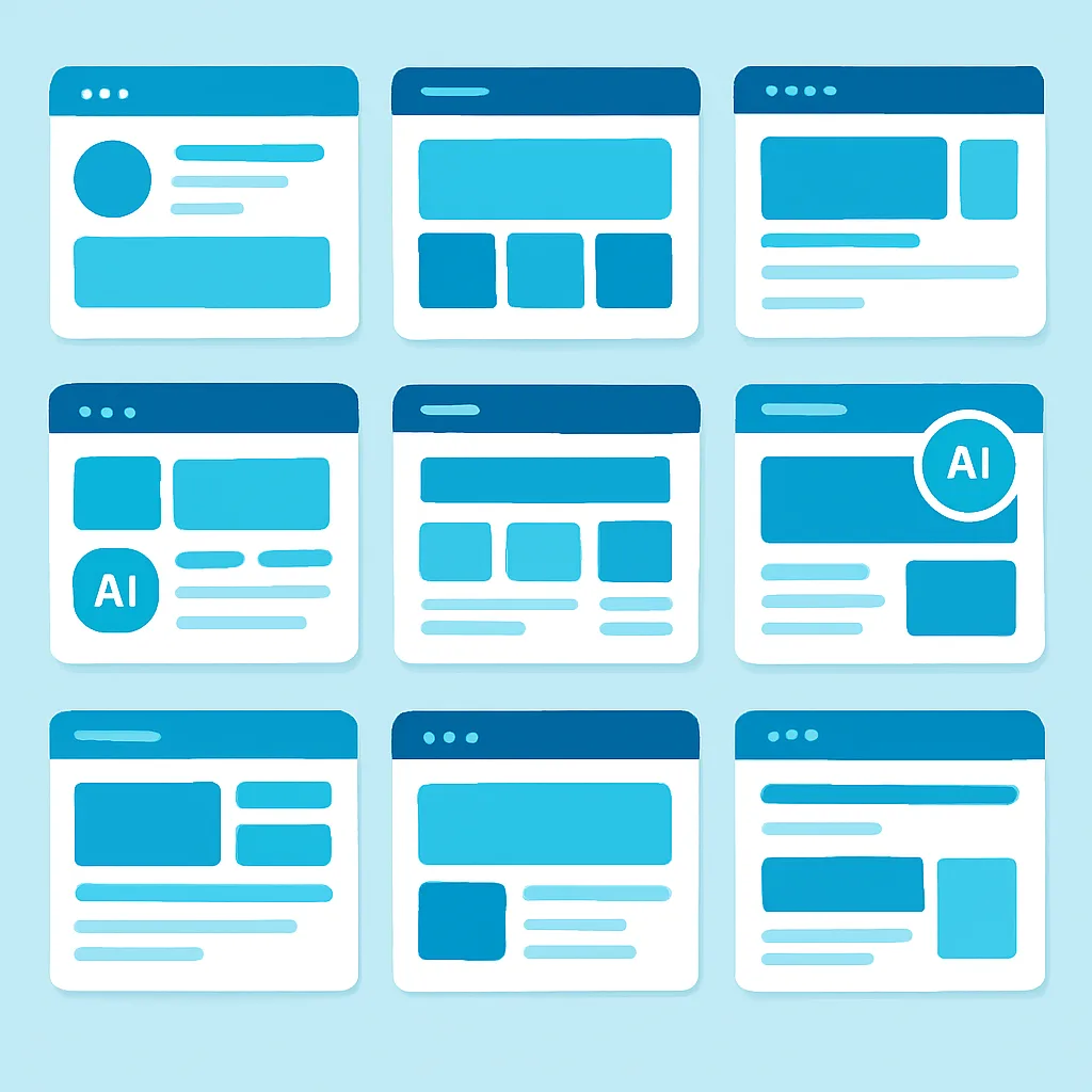 Gallery of AI generated landing page templates