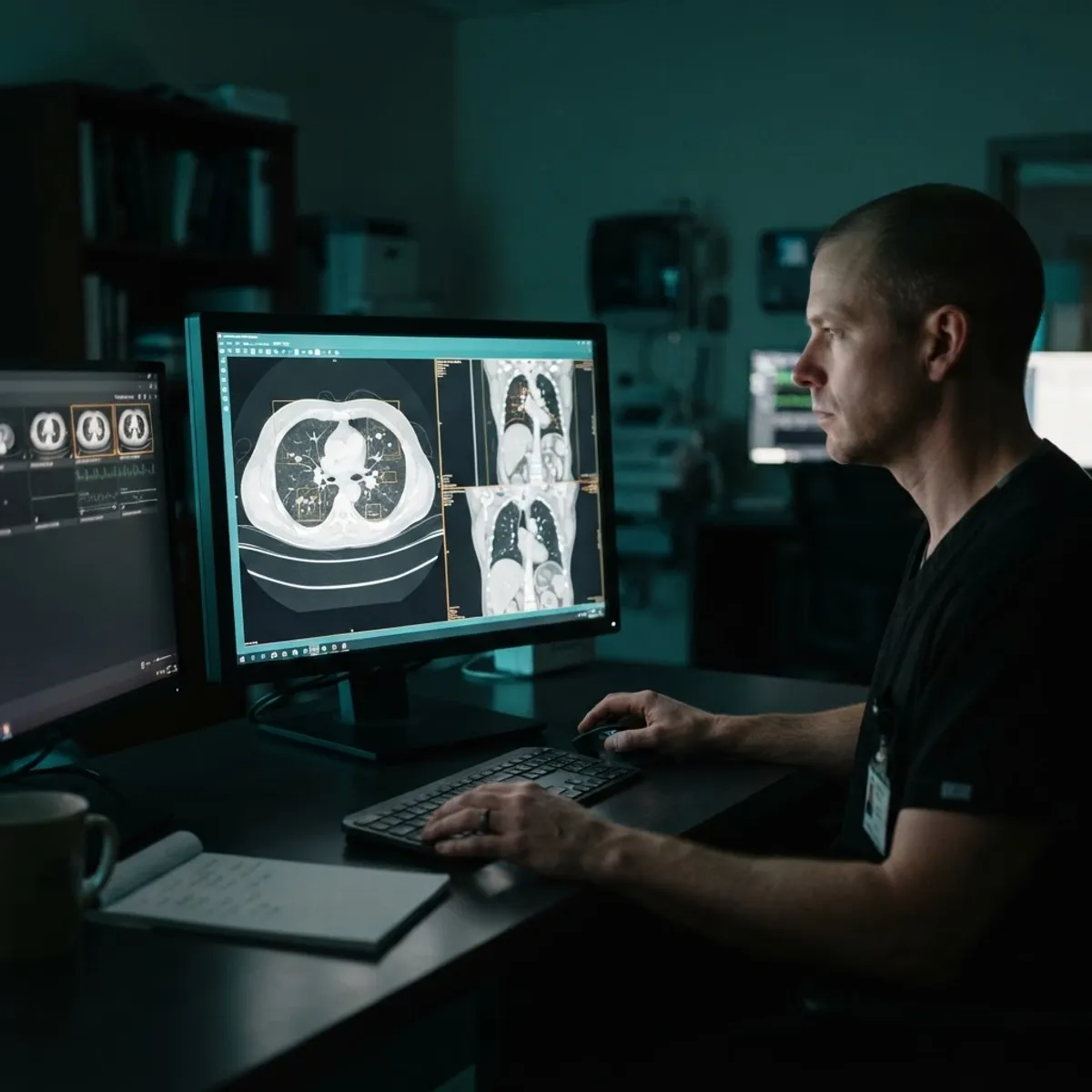 Artificial intelligence medical imaging reimbursement on a radiology workstation