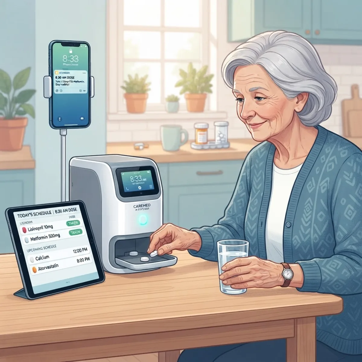 AI medication management with a smart pill dispenser and reminders