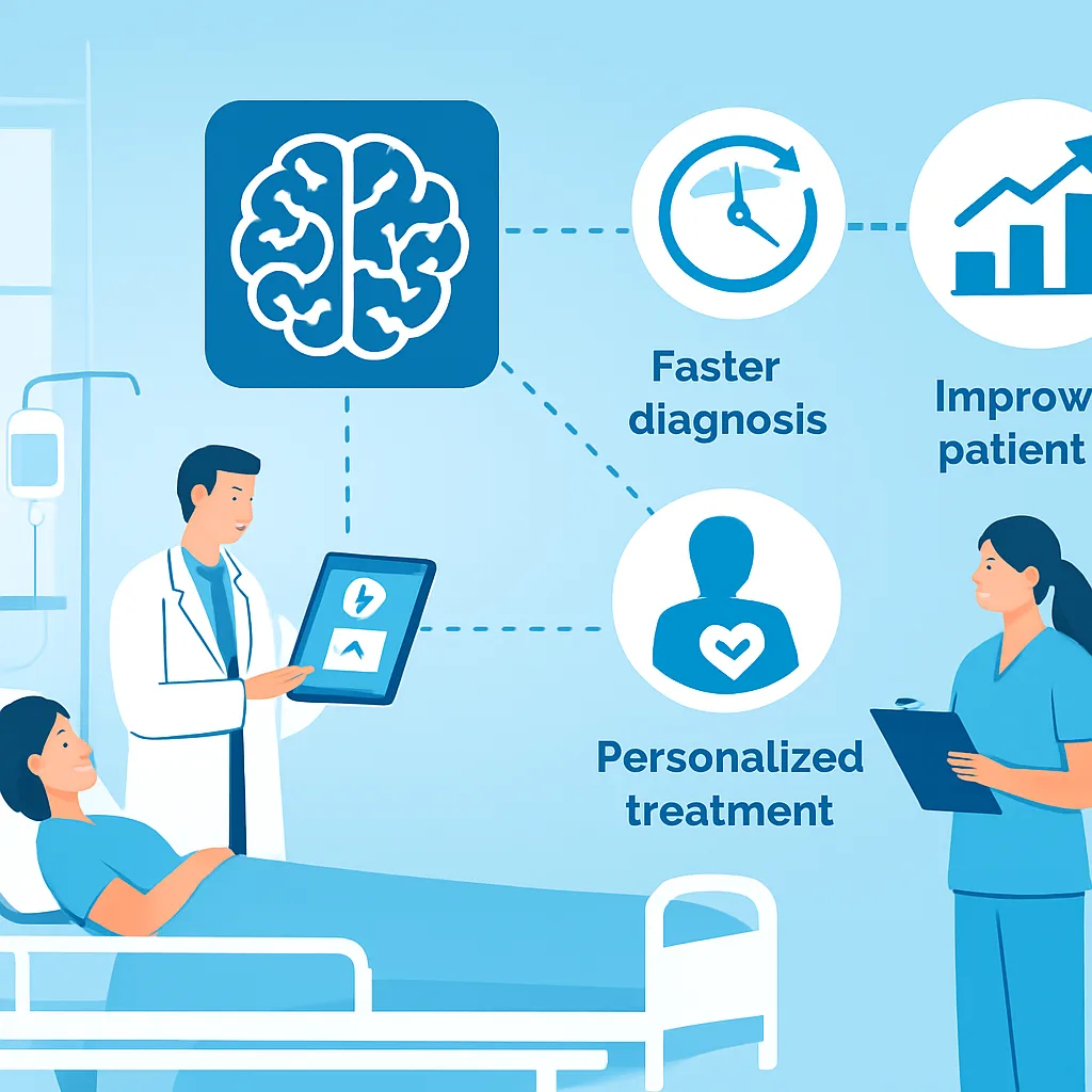 Clinical benefits of AI in medicine including faster diagnosis and better outcomes