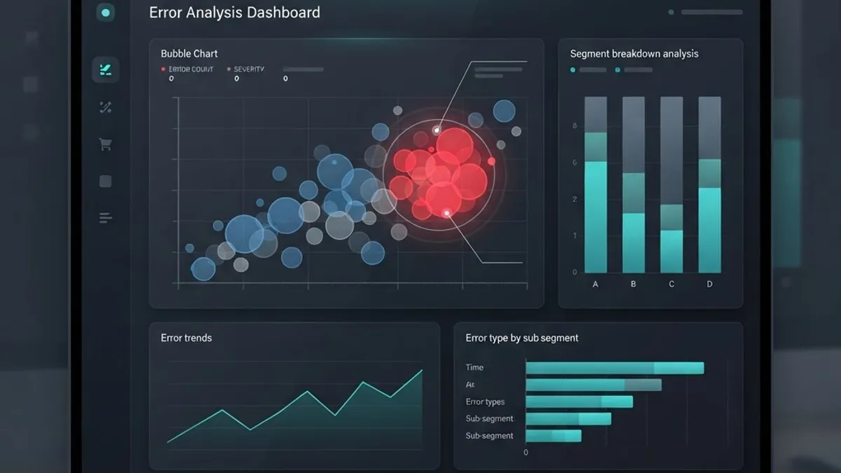 AI model error analysis dashboard with clustered failure cases