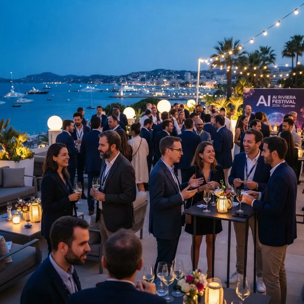 Professionals networking at the Cannes AI festival reception