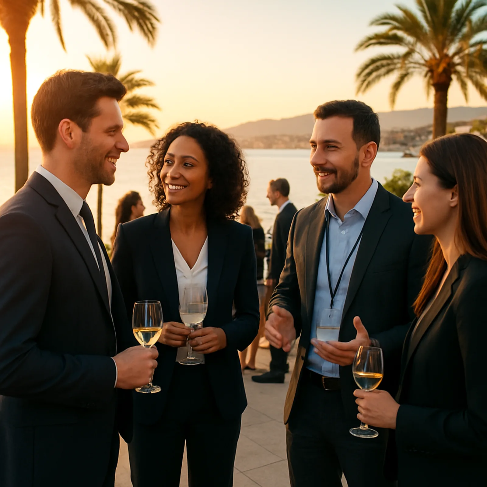 AI professionals networking on the Cannes French Riviera