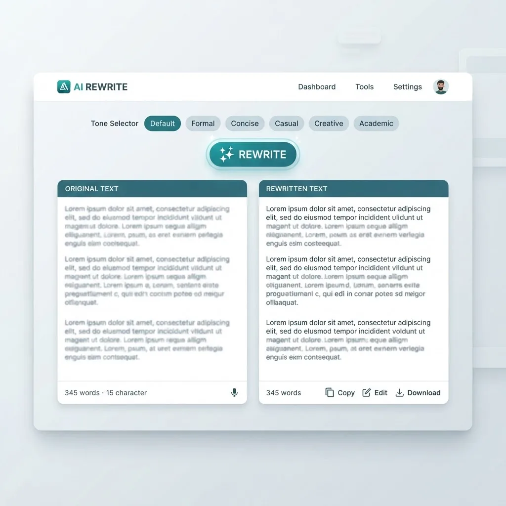 AI paraphrasing tool editing interface