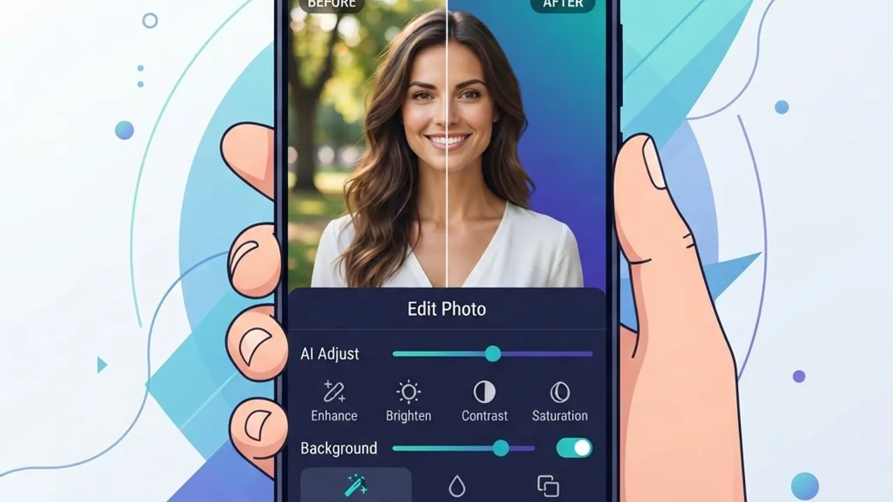 AI photo editing before and after on an Android device