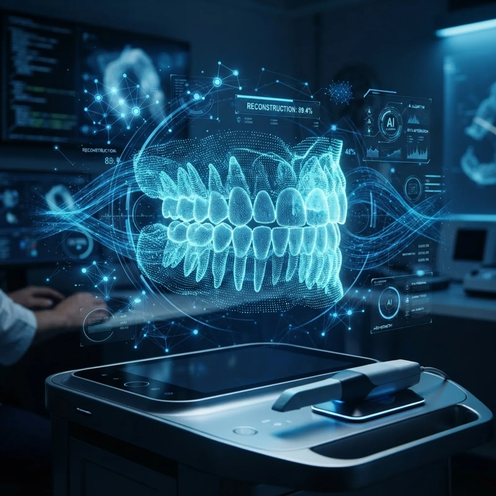 AI reconstructing a 3D digital dental scan