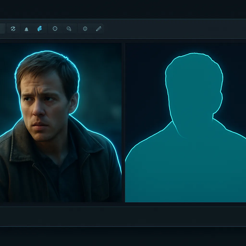 AI-powered rotoscoping isolating an actor from the background