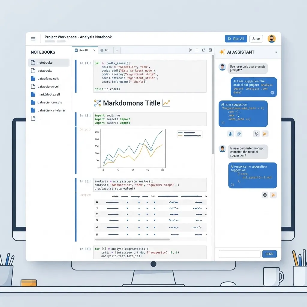 Python data science notebook with AI assistant sidebar