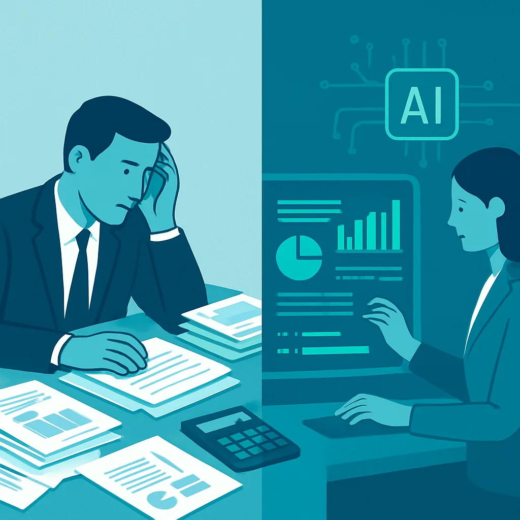 Comparison of manual versus AI driven record to report