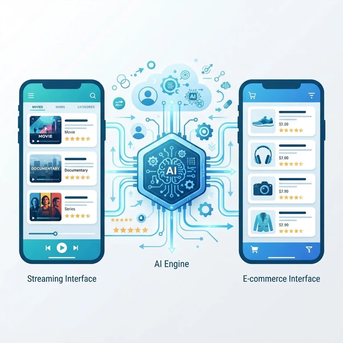 AI recommendation systems suggesting content and products
