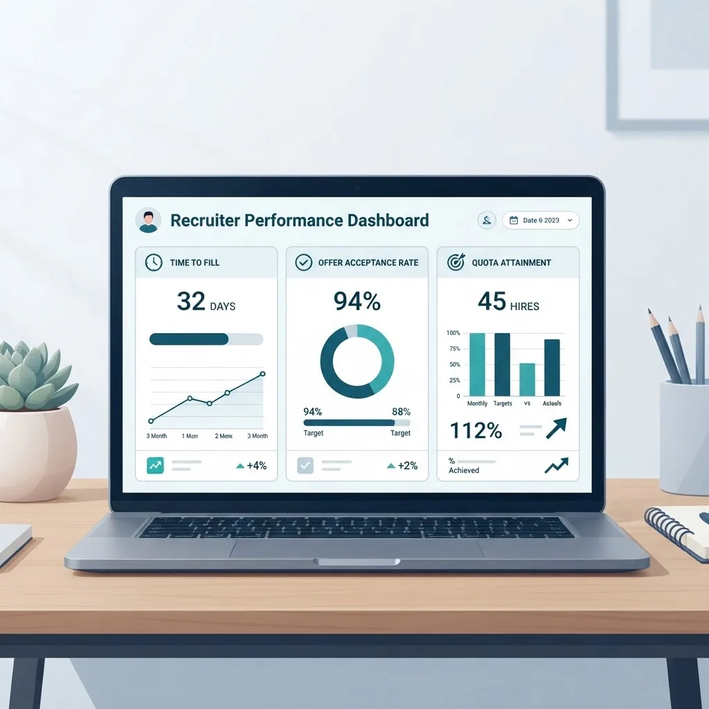 Recruiter metrics portfolio on a laptop screen
