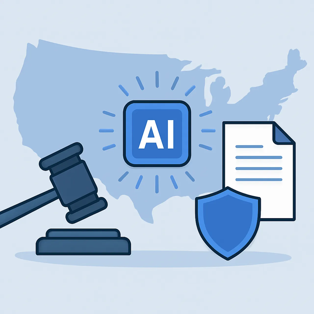 Overview illustration of artificial intelligence regulation in the United States