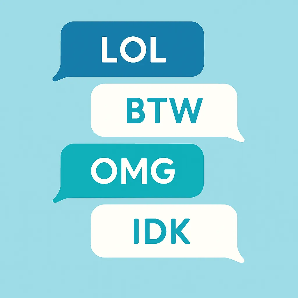 Stacked chat bubbles showing texting slang examples