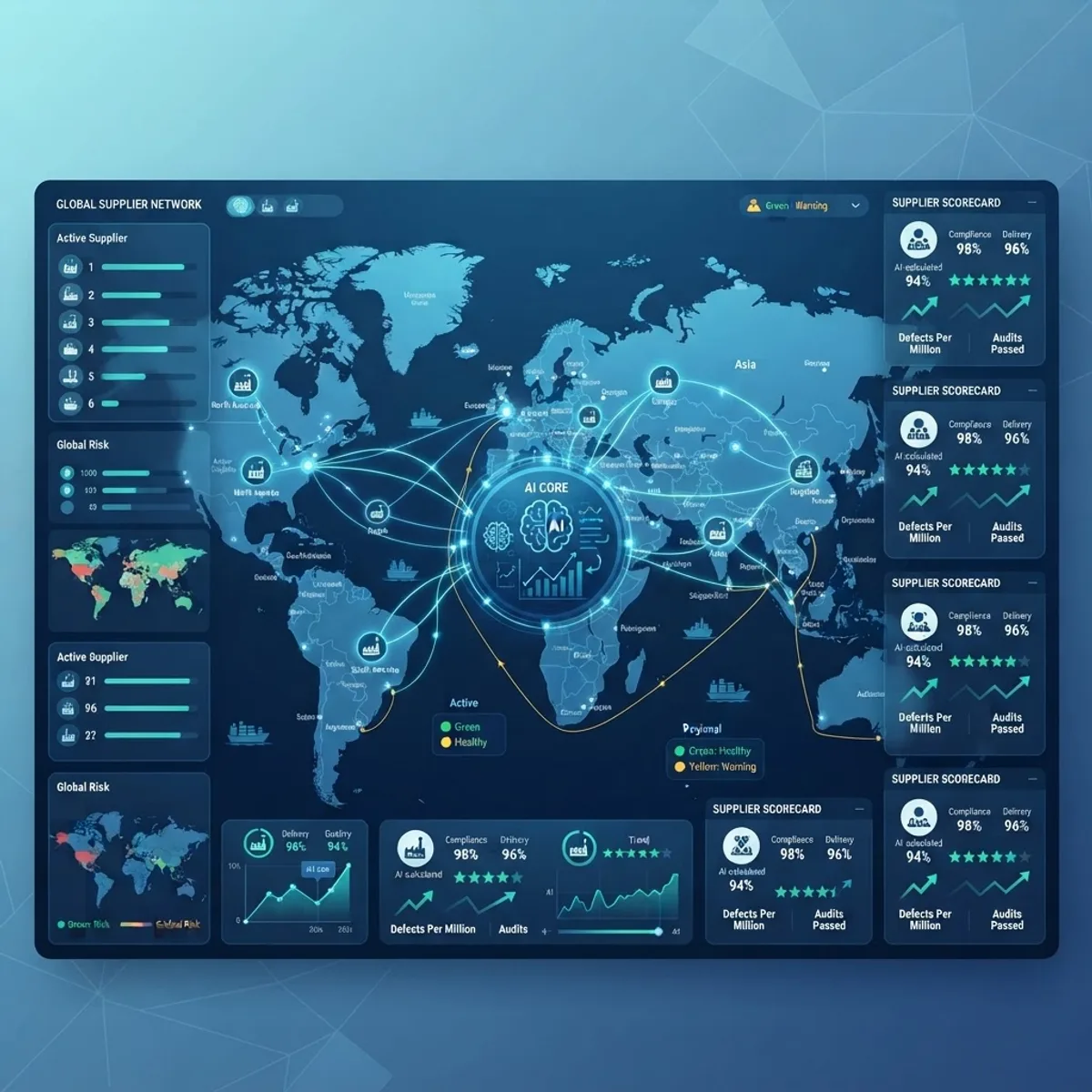 AI supplier quality scorecards across a supply network