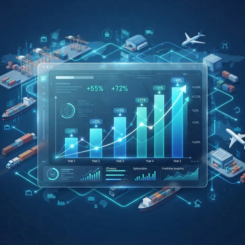 Upward growth chart of AI in supply chain market