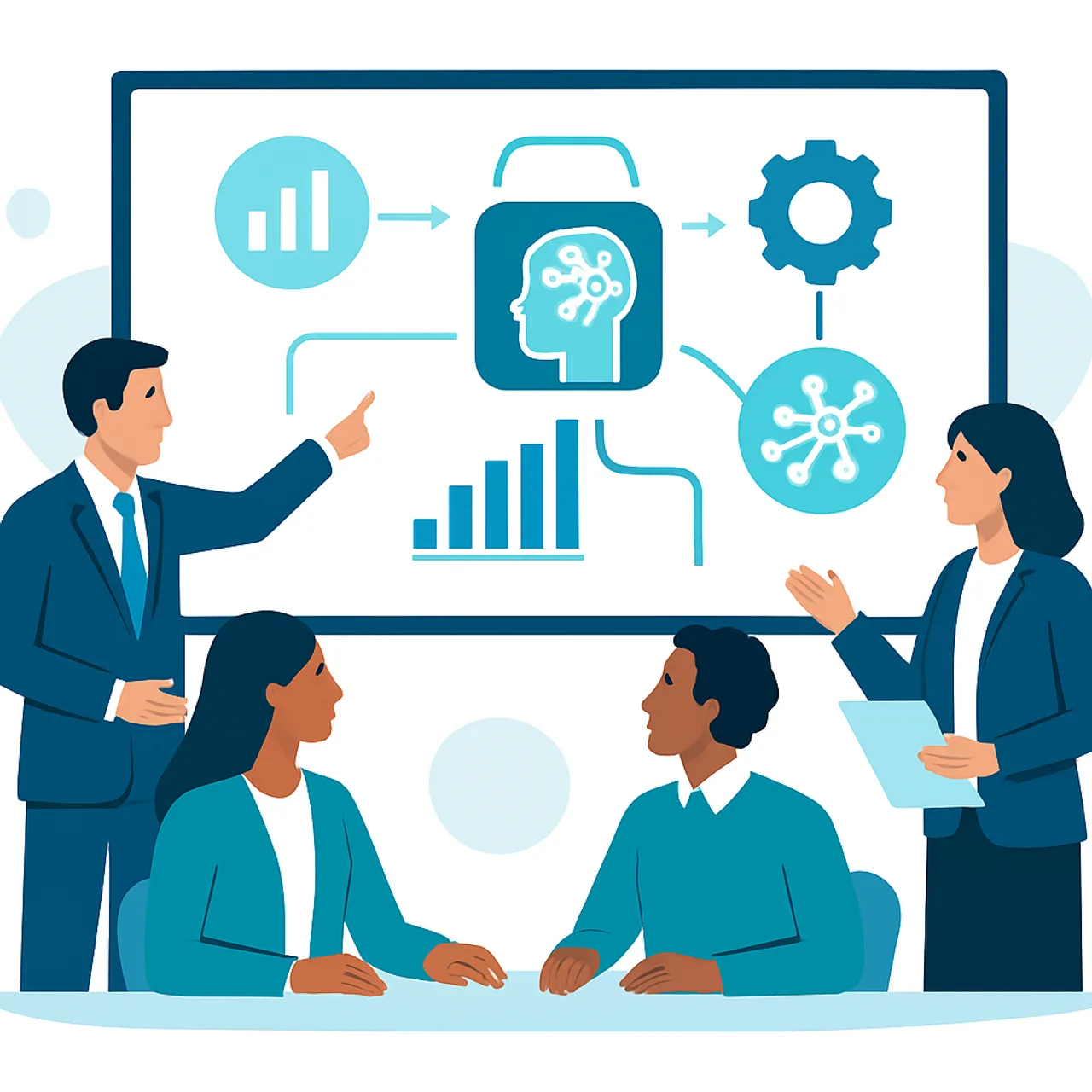 AI transformation consultants presenting a strategy roadmap