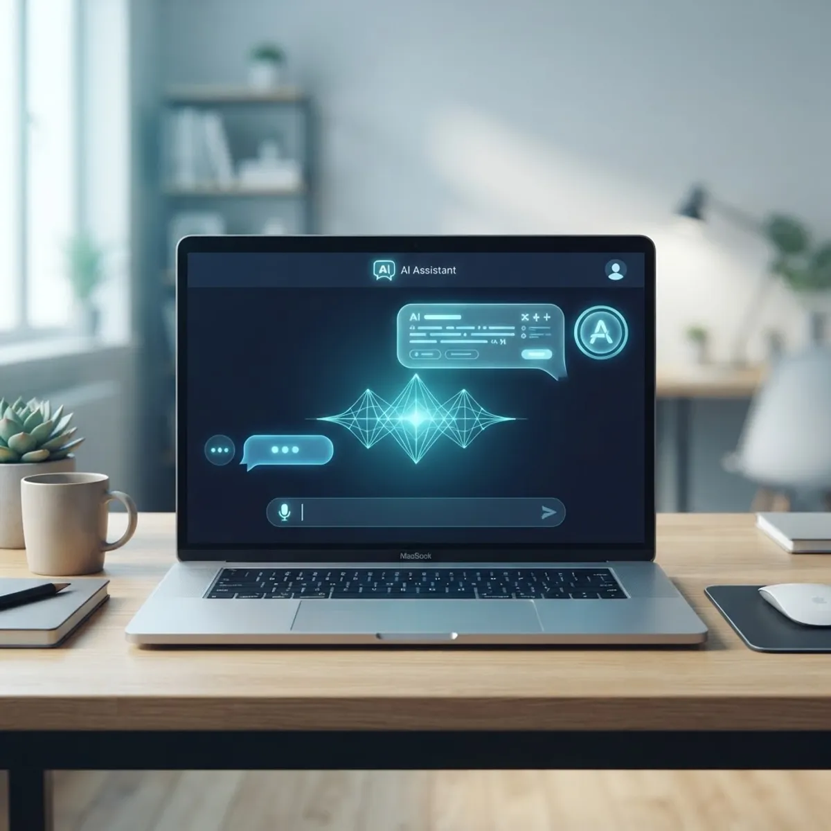 AI virtual assistant chatbot interface on a laptop