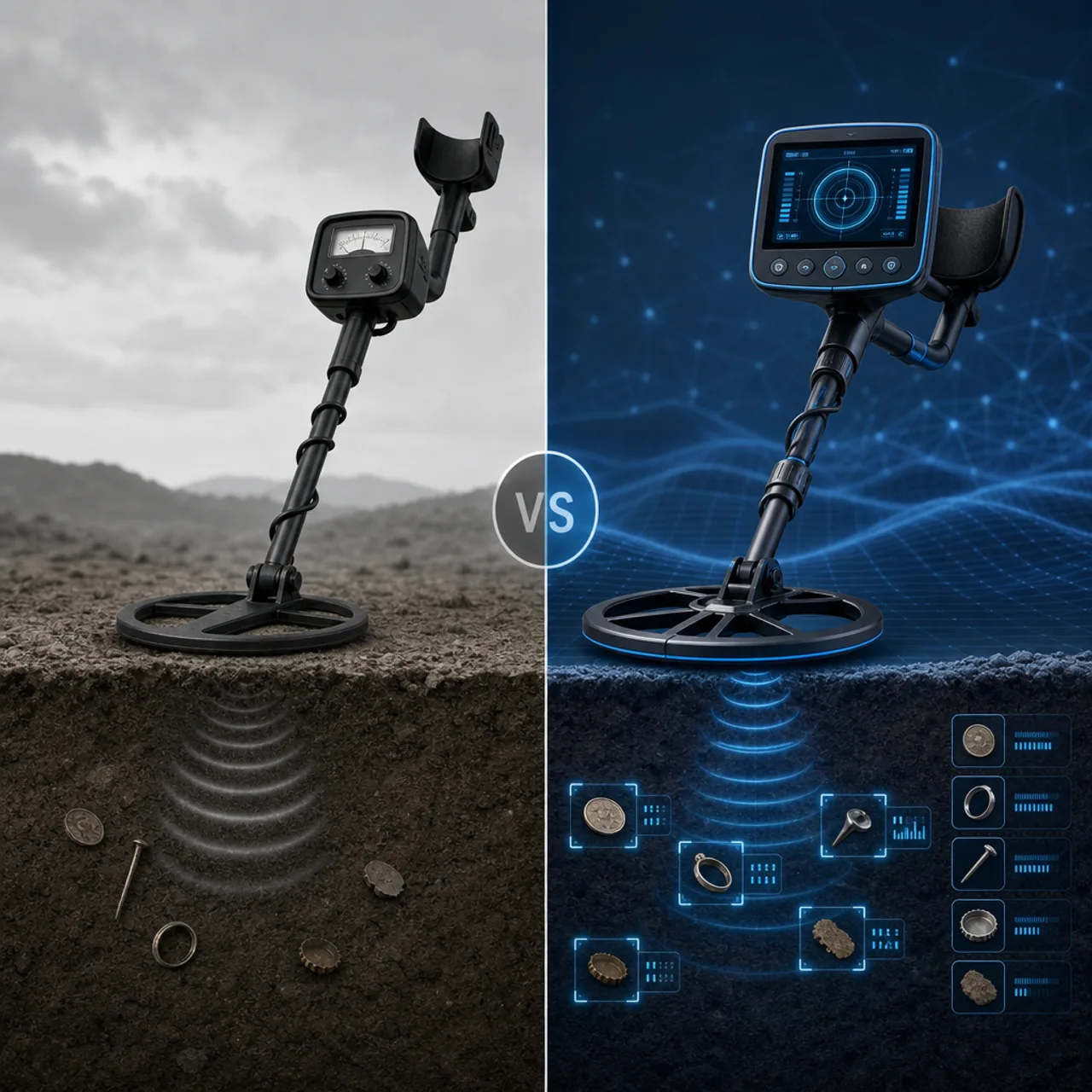 Comparison of a traditional metal detector versus an AI metal detector