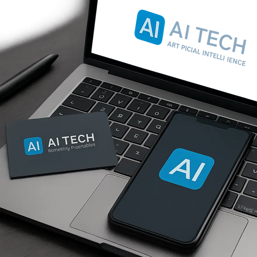 AI2 logo applied to business card, app icon and website