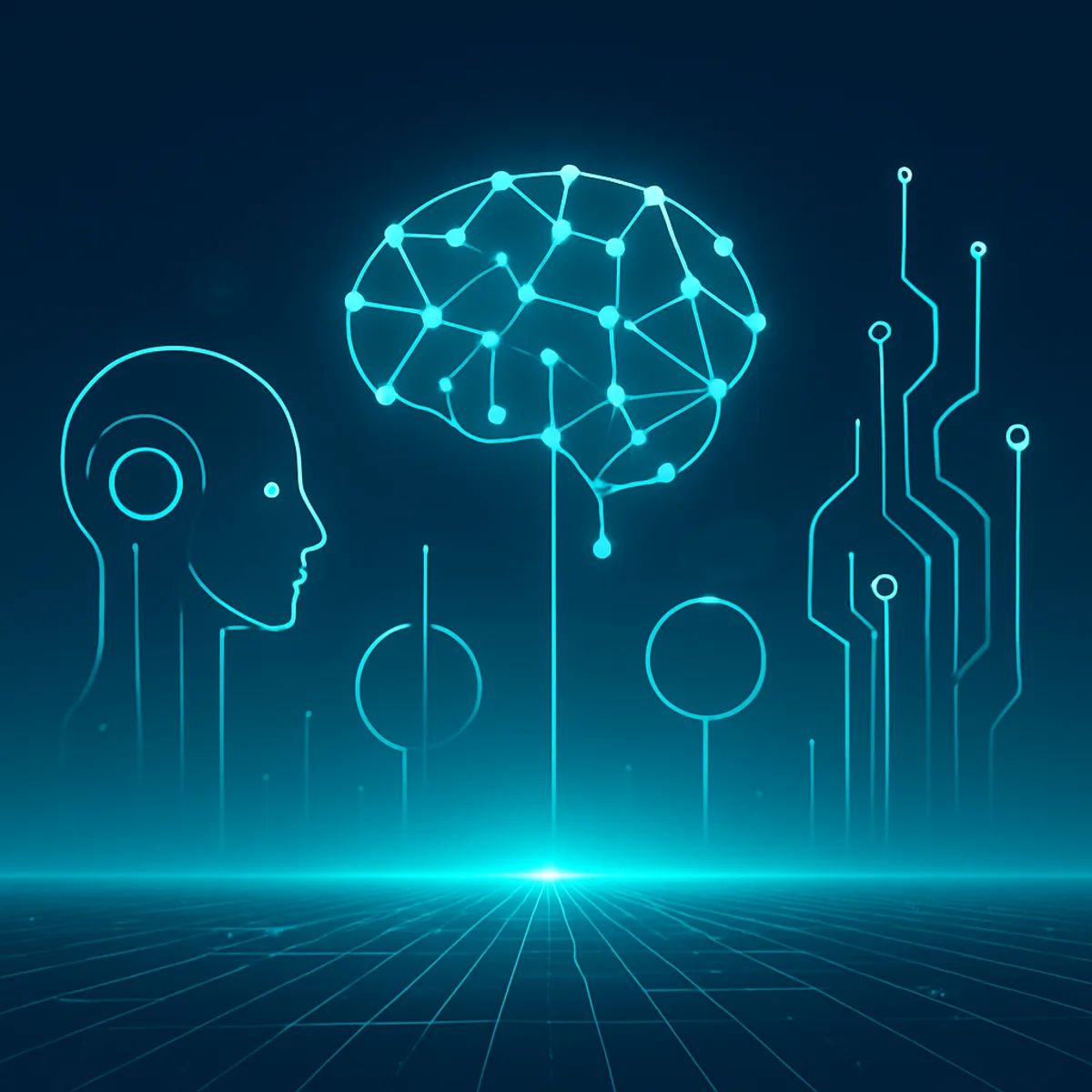 Futuristic illustration of AI future trends and digital horizon