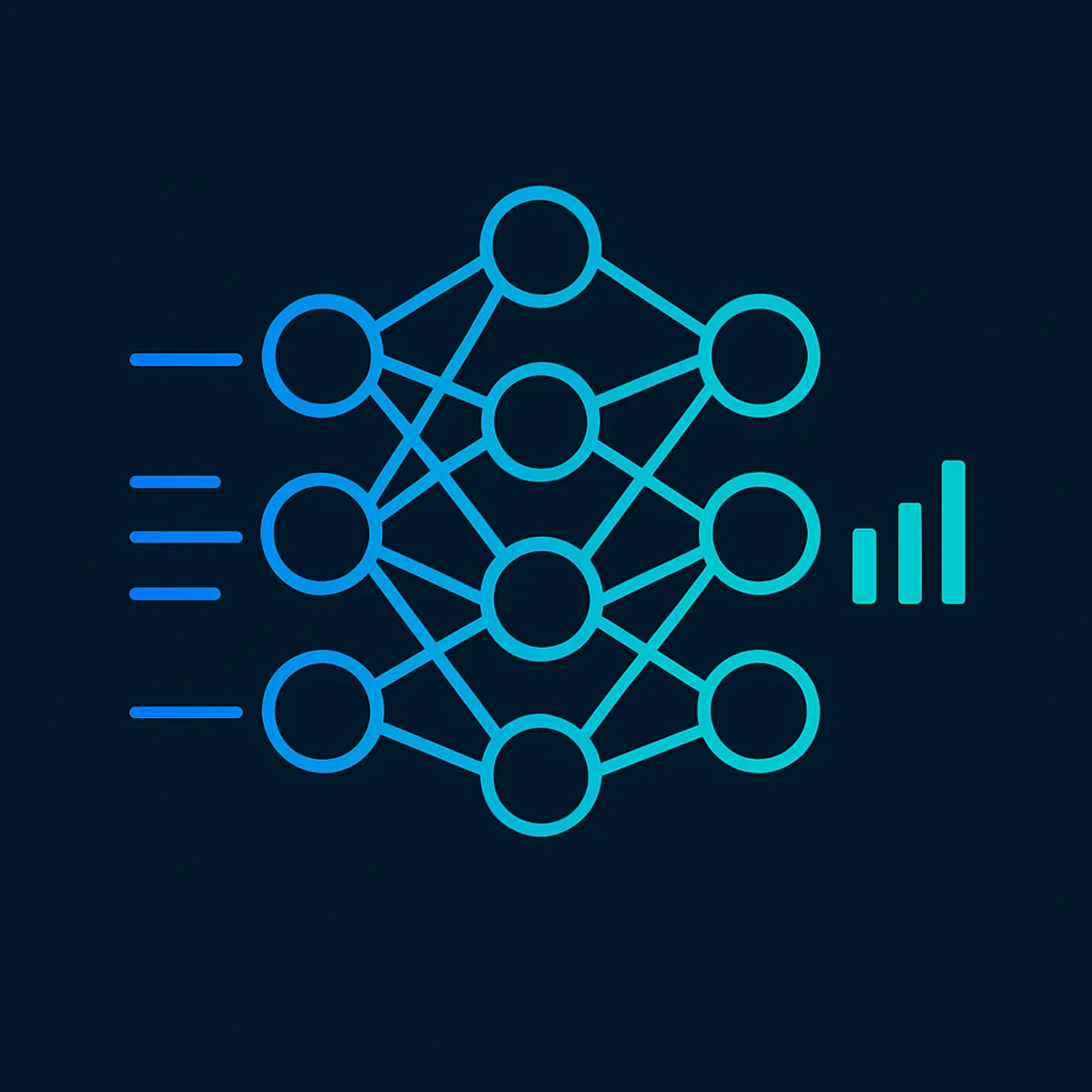 Machine learning neural network diagram showing data flowing through layers