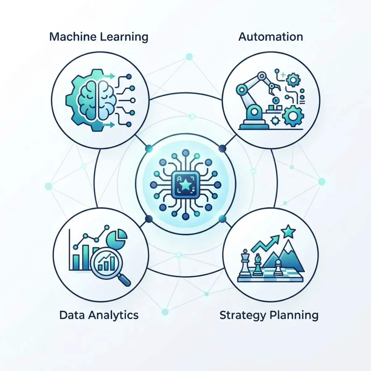 Artificial intelligence consulting services icons